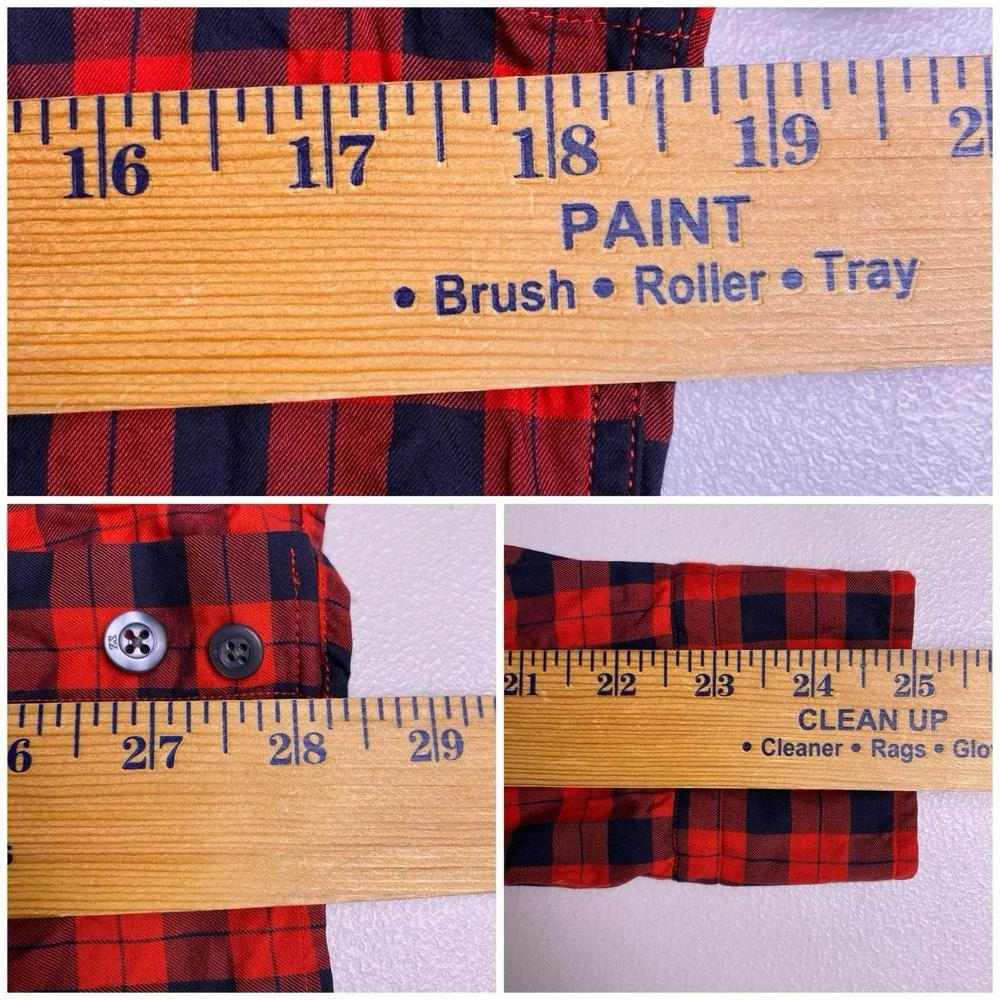 Zegna Sport Shirt S Mens L/S Button Down Slim Fit Red Buffalo Plaid VGUC - Picture 4 of 5